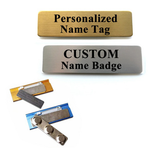 Custom Blank Sublimation Brand logo Stainless Steel Metal Business Employee School Golf Name Tags Sticker Badge Magnet Name Tag