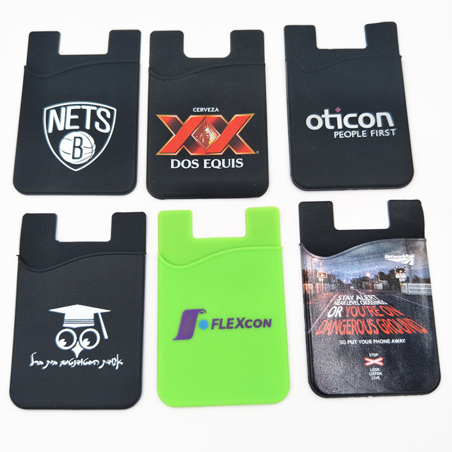 Wholesale printed logo Mobile Credit Card Holder 3m Sticker ID Card Holders Silicone Phone Card wallet For Cell Phone