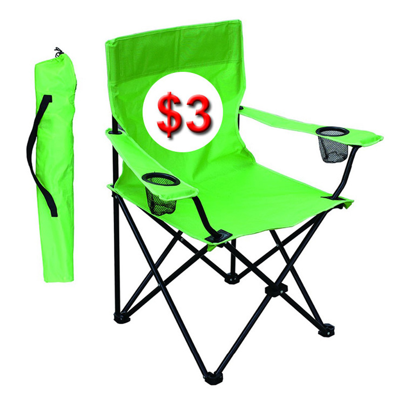 Outdoor Portable Garden Chair Custom Logo Printing With Arm Rest Cup Holder Foldable Folding Camping Chair Beach Chair