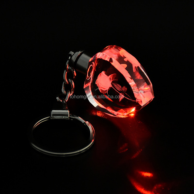 Best selling 3d laser engraving crystal glass keychain blank laser engraving crystal keychain