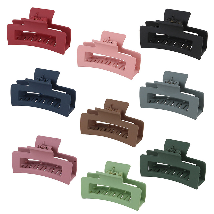 Fashion big hair clips new arrival assembly clip-in hair extensions acrylic matte Shark jaw rectangle hair claw clip