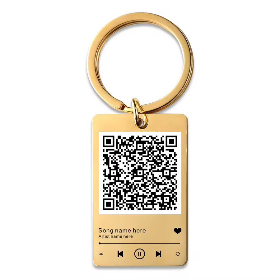 Custom QR Code Keychain Favourite Song QR Scan Keyring Spotify Music Keychain with logo custom