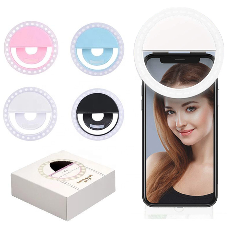 Mini and Portable Live Show Beauty mini ring light selfie 3 Levels Brightness Warm White Lamp Mobile Phone selfie led light