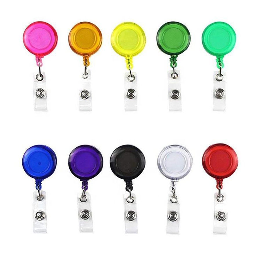 Custom plastic badge clips durable colorful badge reels holder retractable badge reel nurse