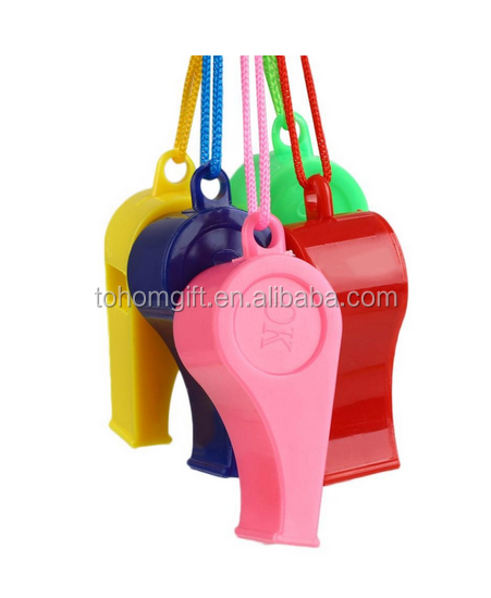 Cheap price logo printed colorful plastic whistle in bulk