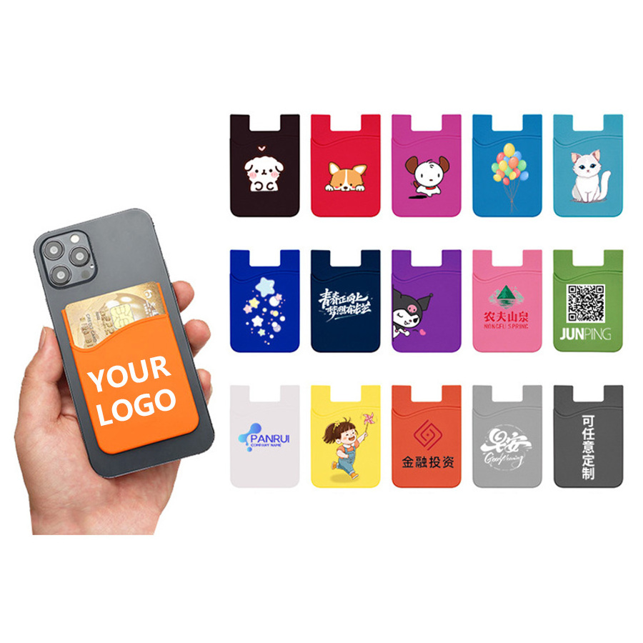 Factory Wholesale Custom logo Mobile Credit Card Holder ID Card Holders Silicone Phone Card wallet For Iphone Mobile Phone