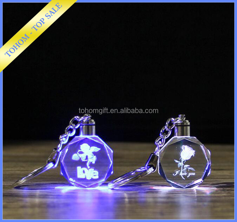 Best selling 3d laser engraving crystal glass keychain blank laser engraving crystal keychain