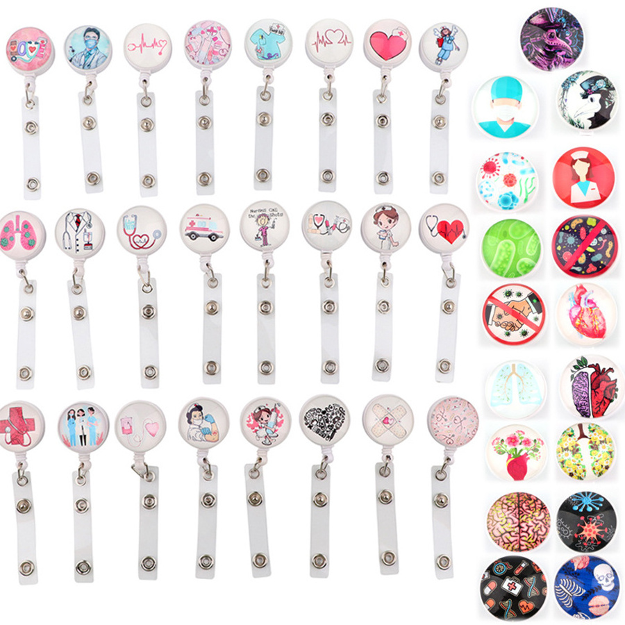 Custom plastic badge clips durable colorful badge reels holder retractable badge reel nurse