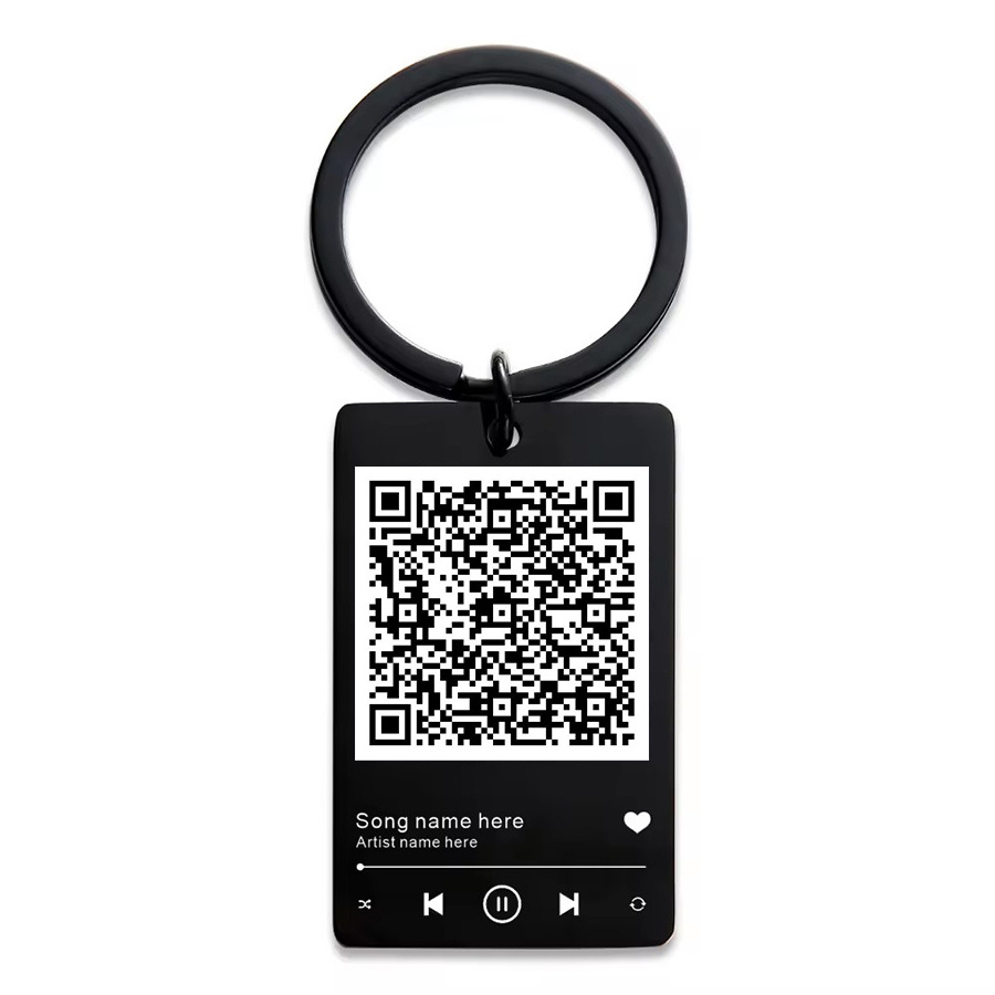 Custom QR Code Keychain Favourite Song QR Scan Keyring Spotify Music Keychain with logo custom