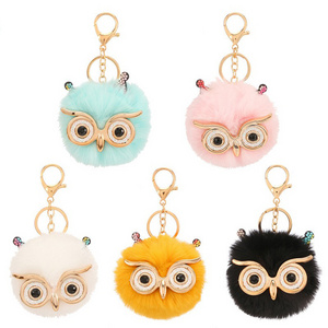 Pom Pom Keychain 10CM Colored Bulk Fluffy Fur Puff Ball Key For Women PomPom Keychains woodpecker Pompoms Keyring