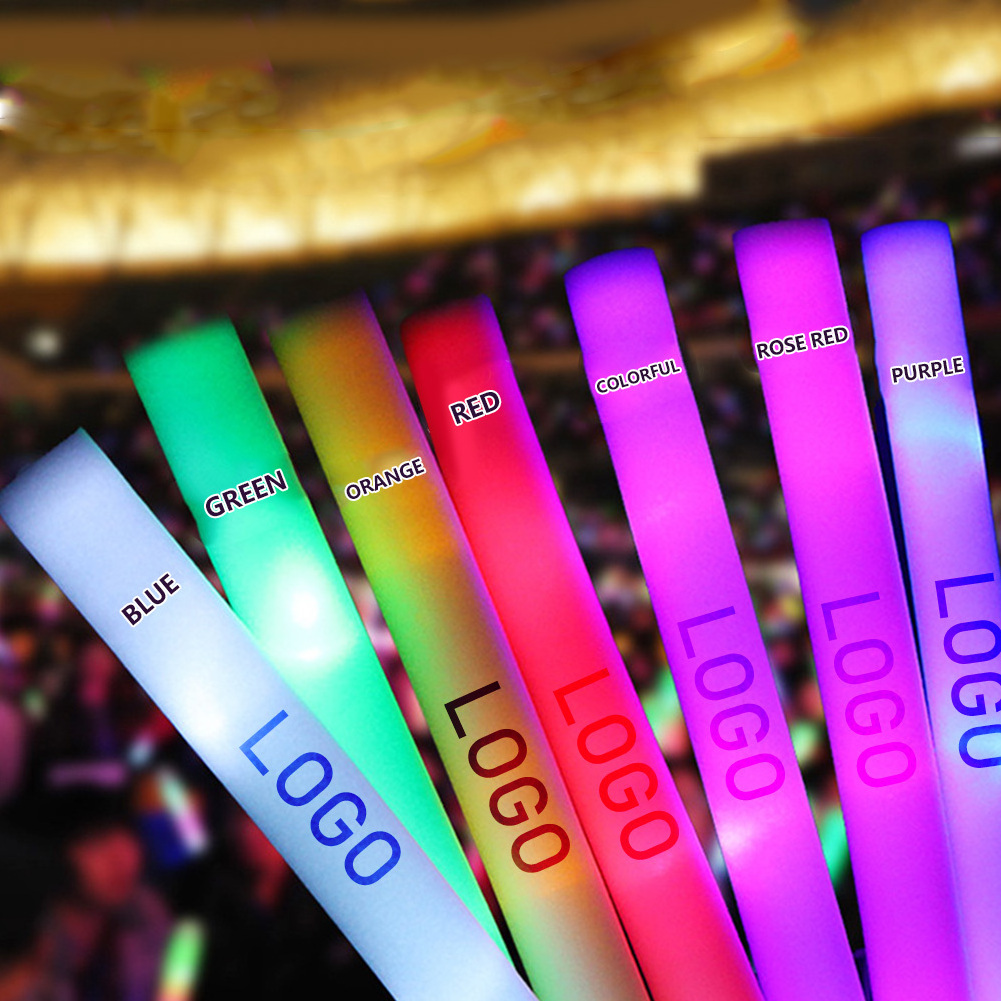 Factory Price Custom Party Supplies Multi-Color Flashing Foam LED Light Up Foam Sticks Led Foam Glow Stick with 3 Modes