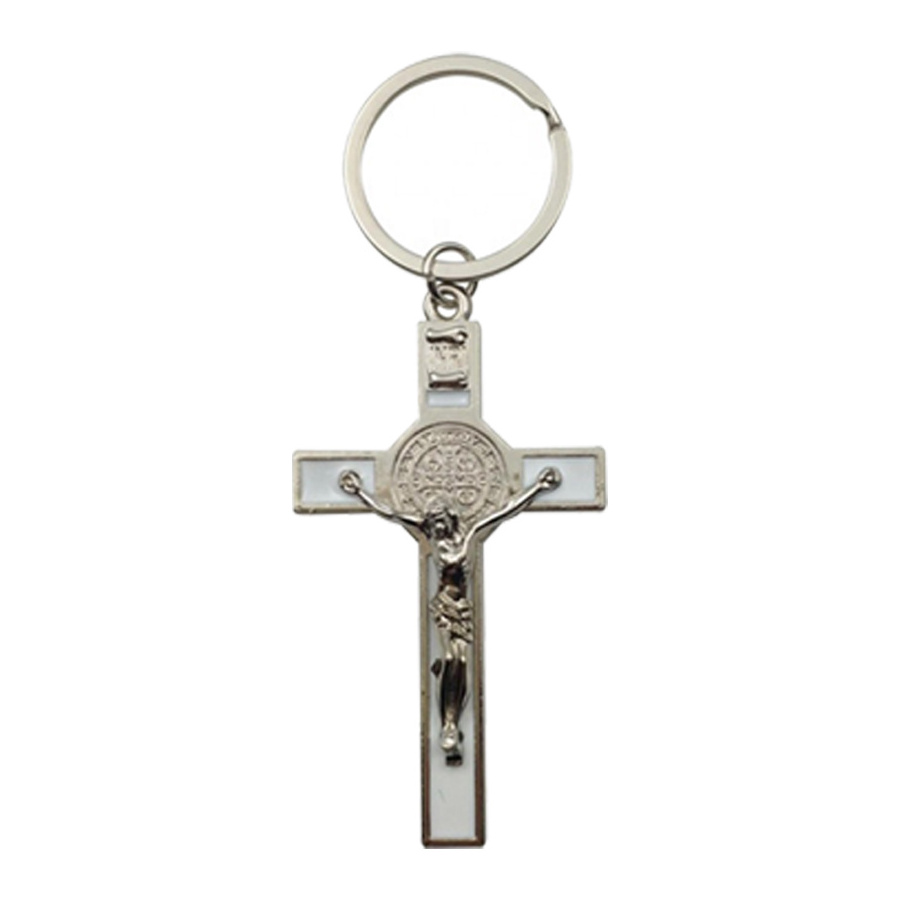 Christmas Gift Wholesale Present Christian Stainless Steel cross metal Keychain for gift with Custom Religious Jesus Jewelry