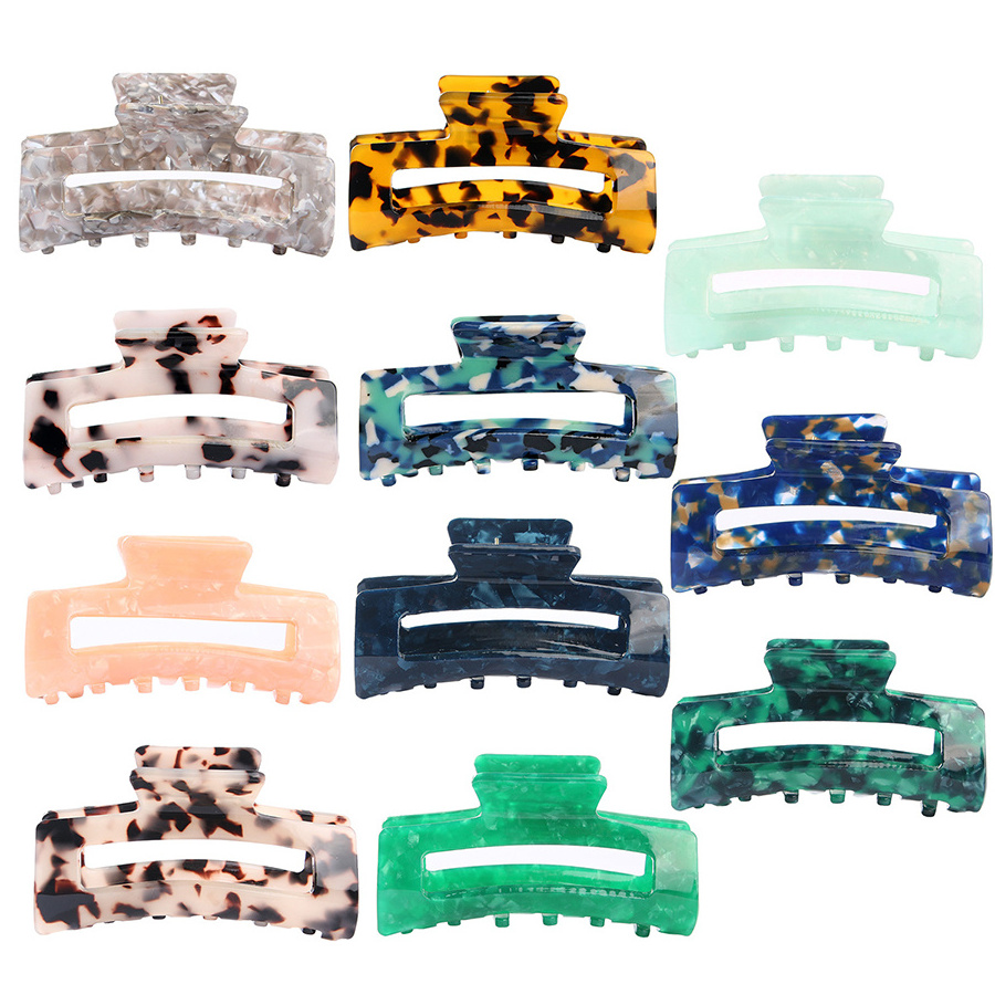 Fashion big hair clips new arrival assembly clip-in hair extensions acrylic matte Shark jaw rectangle hair claw clip