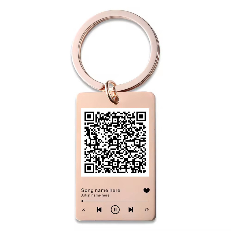 Custom QR Code Keychain Favourite Song QR Scan Keyring Spotify Music Keychain with logo custom