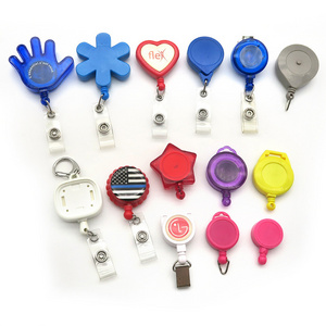 Custom plastic badge clips durable colorful badge reels holder retractable badge reel nurse