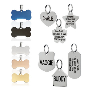 Metallic Stainless Steel Tags For Dogs DIY Pet ID Tag Double-Sided Custom Blank Animal Name Dog Tag