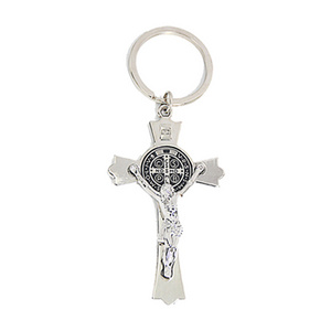 Christmas Gift Wholesale Present Christian Stainless Steel cross metal Keychain for gift with Custom Religious Jesus Jewelry