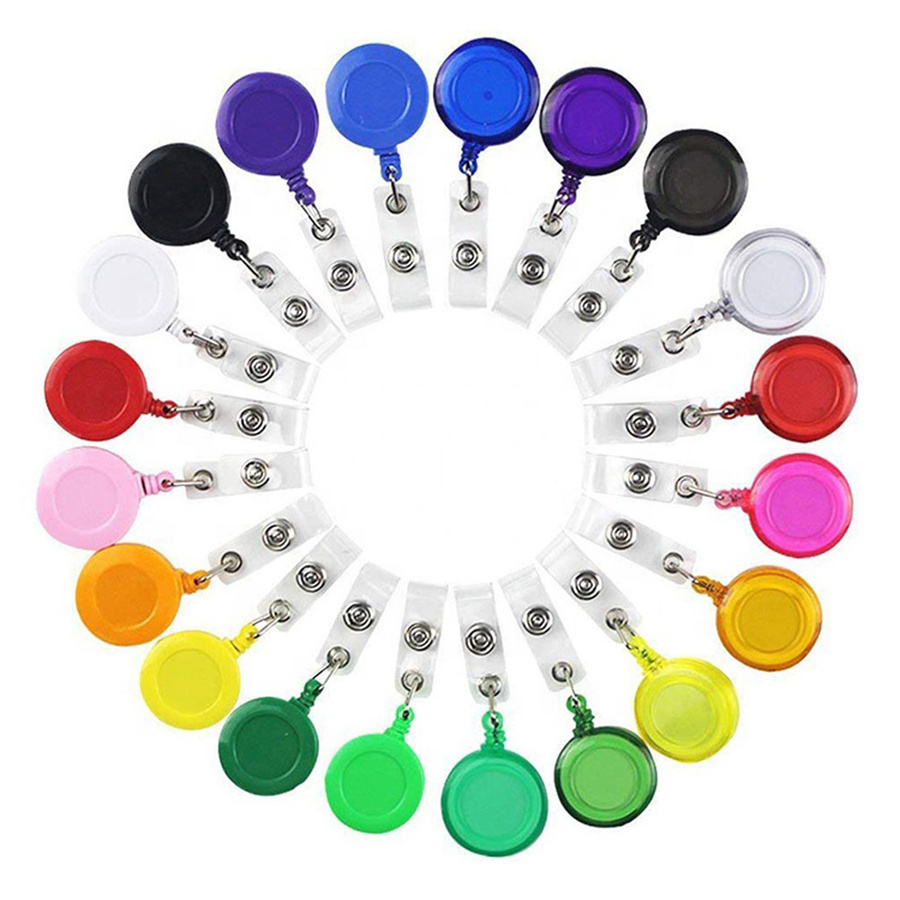 Custom plastic badge clips durable colorful badge reels holder retractable badge reel nurse