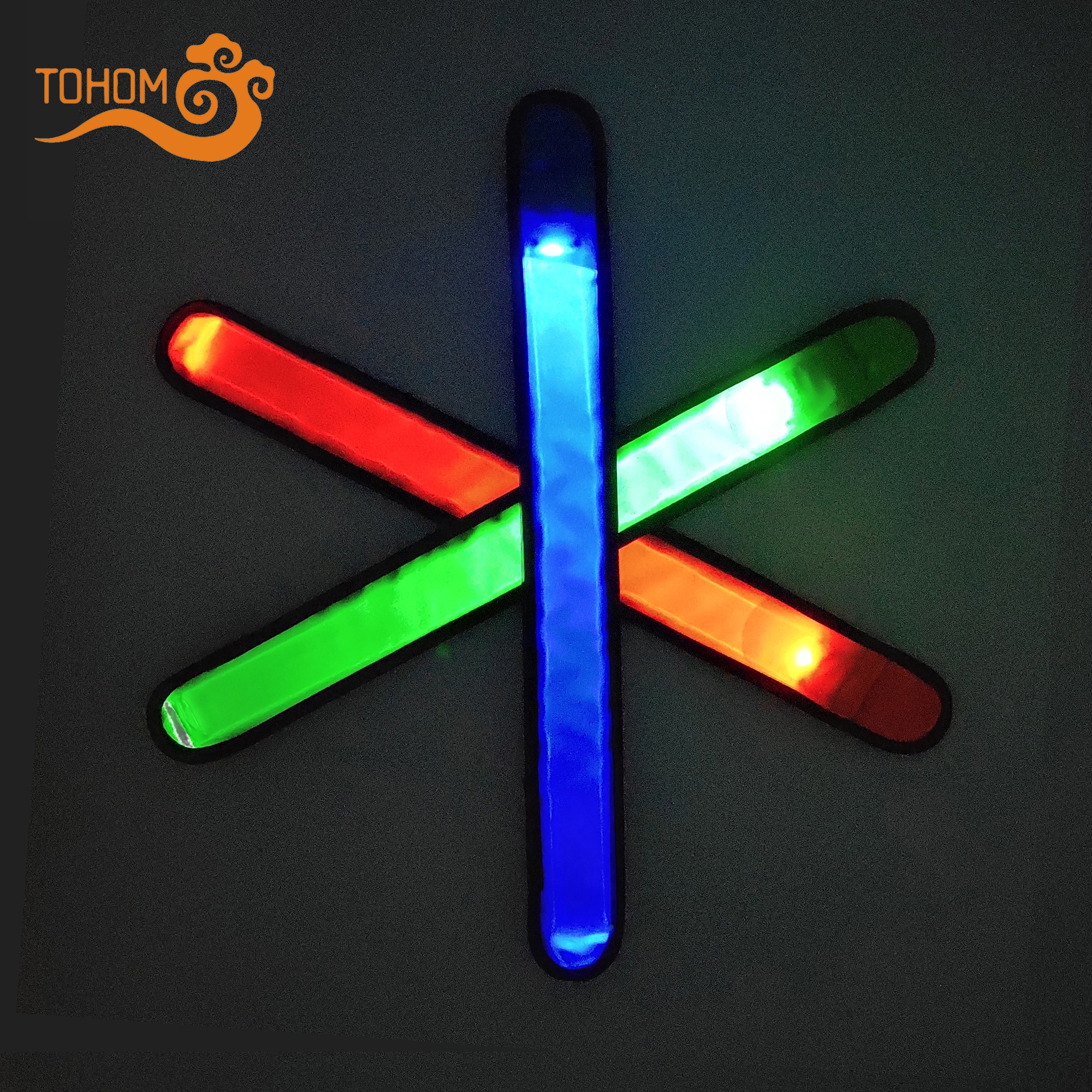 New Arrival Custom Logo Printed Flashing Led Bracelet Glow in the dark Light Wristband