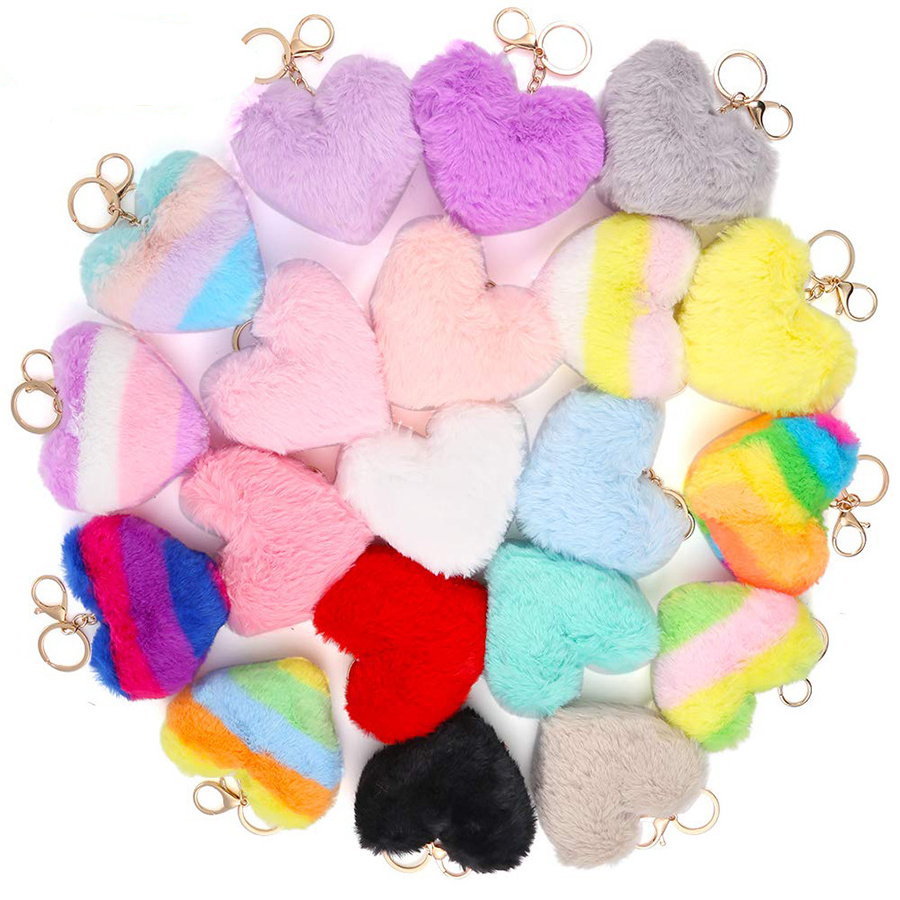 Cute 8CM Sleeping Baby Doll Keychain Pompom Rabbit Fur Ball Key Chain Fluffy Car Keyring Bag Charm Gift Plush Fur Keychain