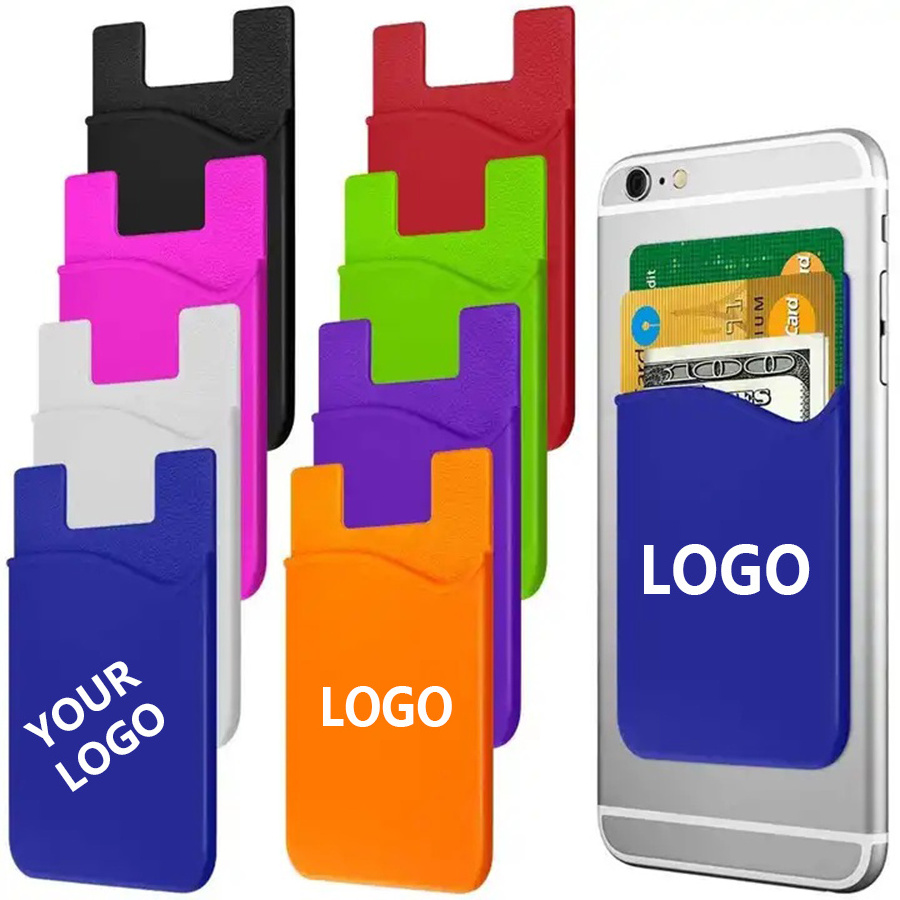 Factory Wholesale Custom logo Mobile Credit Card Holder ID Card Holders Silicone Phone Card wallet For Iphone Mobile Phone