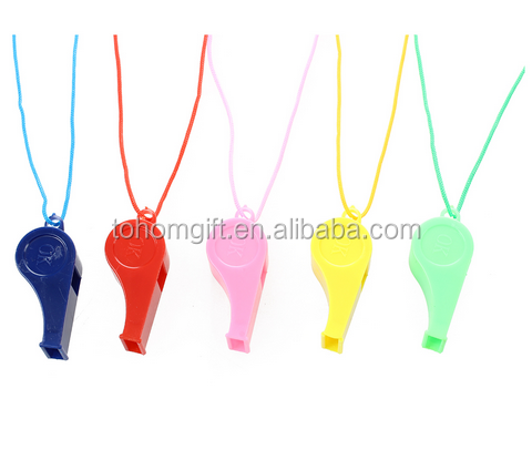 Cheap price logo printed colorful plastic whistle in bulk