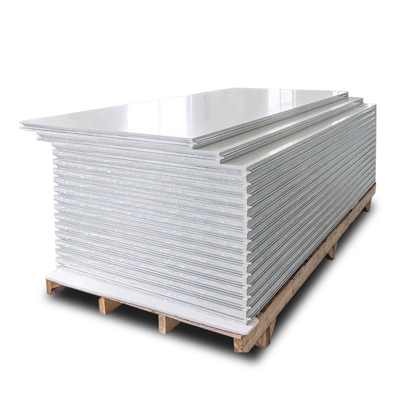 Low price fireproof color steel rock wool sandwich panels for refrigerated warehouses