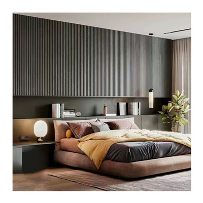 Eco-Friendly 3D WPC Wall Cladding Slat Indoor Decoration WPC Wall Panel  PVC Louver Panels Bedroom Interior Decoration