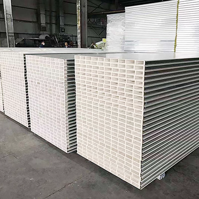 Low price fireproof color steel rock wool sandwich panels for refrigerated warehouses