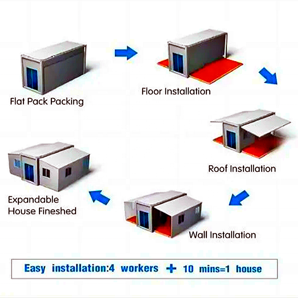 40f Folding Expanding Granny Flat Folding Container House prefabricated prefab expandable container house