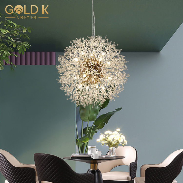 12 heads  Modern Crystal Dandelion Chandelier Lighting Pendant Lamp For Living Room Dining Room Home Decoration