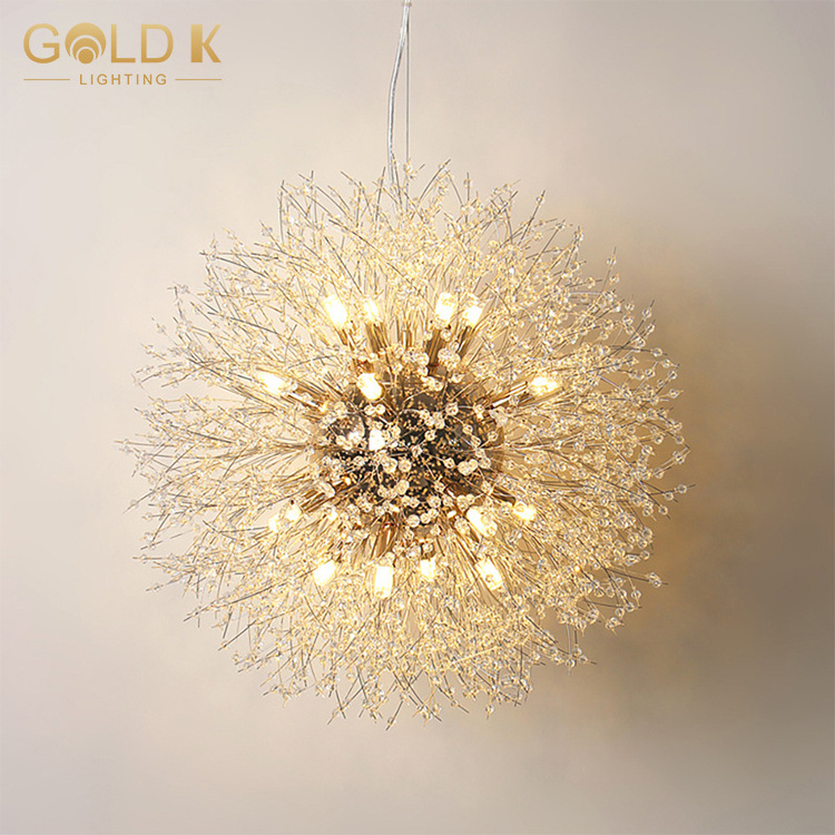 12 heads  Modern Crystal Dandelion Chandelier Lighting Pendant Lamp For Living Room Dining Room Home Decoration