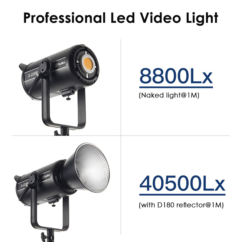 Tolifo X-220B LED light Bi-color 230W 2700-6500K High CRI APP DMX Control Spotlight for Studio Photo Video Photography Shooting