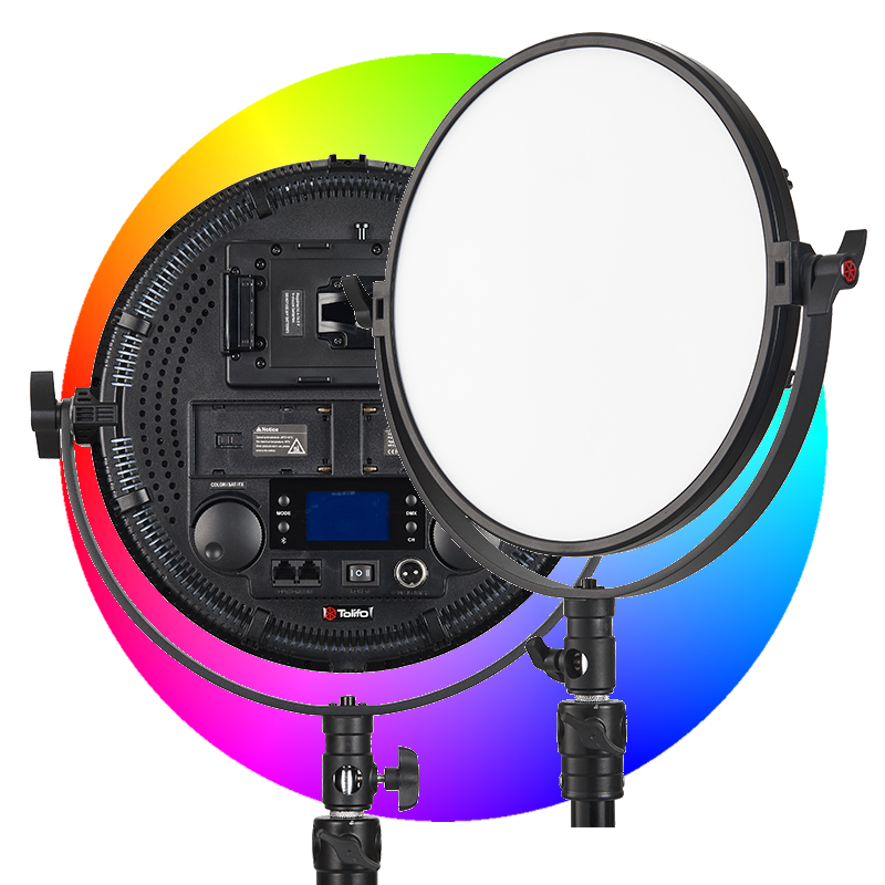 TOLIFO Video Panel Light R-S60RGB Round RGB color DMX APP Soft Photography Studio Live streaming Gaming LED Panel Fill Light