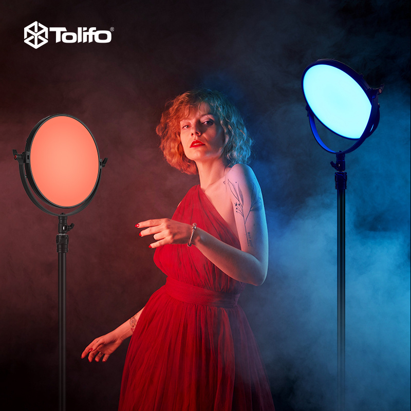 TOLIFO Video Panel Light R-S60RGB Round RGB color DMX APP Soft Photography Studio Live streaming Gaming LED Panel Fill Light