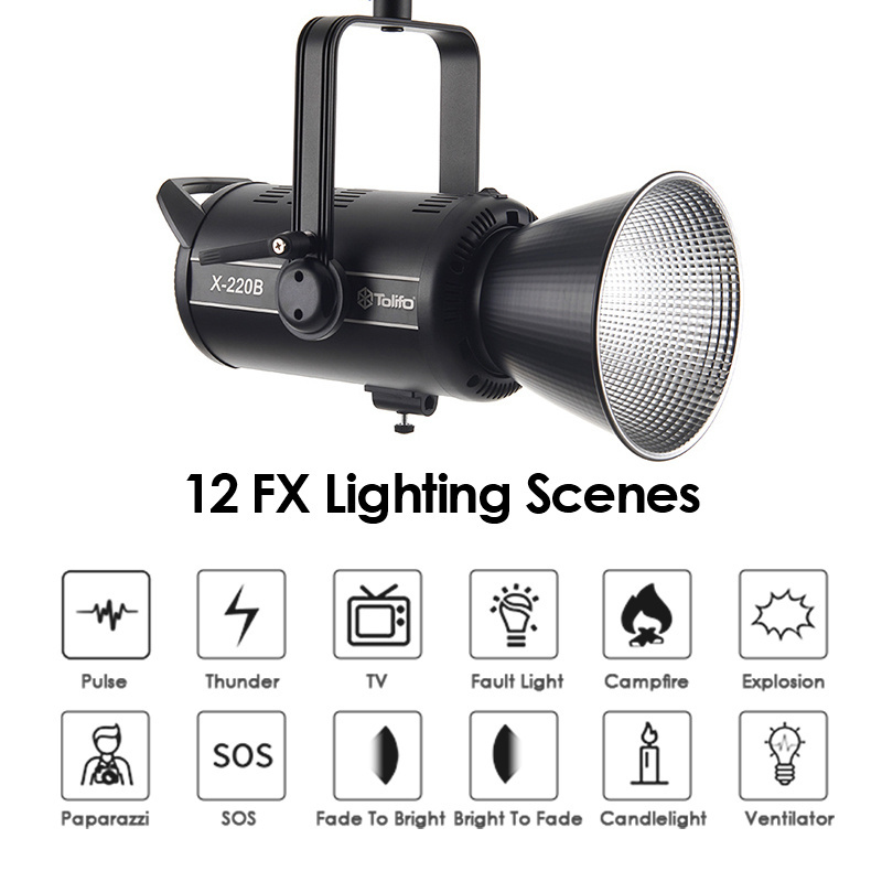 Tolifo X-220B LED light Bi-color 230W 2700-6500K High CRI APP DMX Control Spotlight for Studio Photo Video Photography Shooting