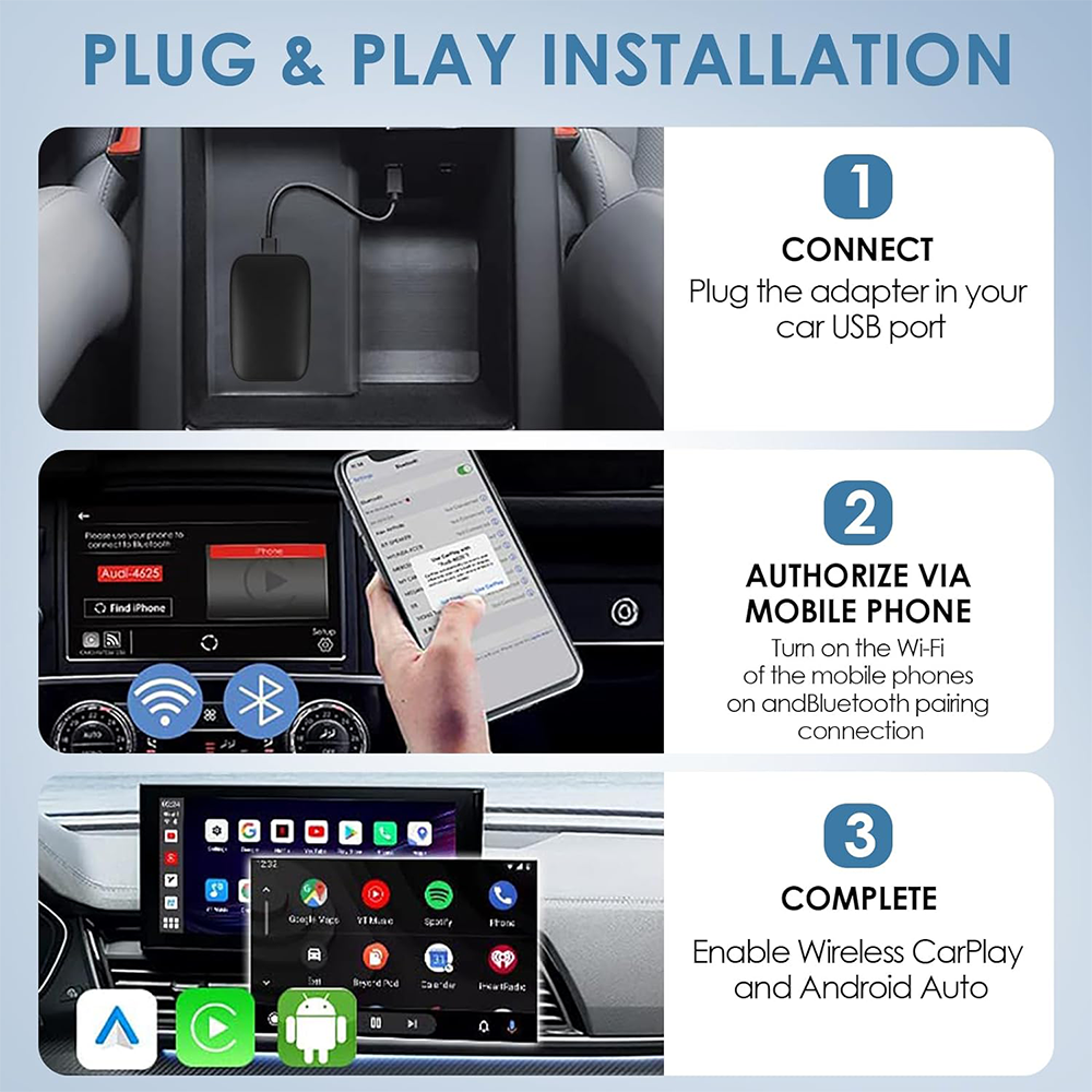 Wireless Carplay and Android Auto AI Box Lite Factory wired CarPlay car upgrade Compatible with Netflix YouTube Gmail