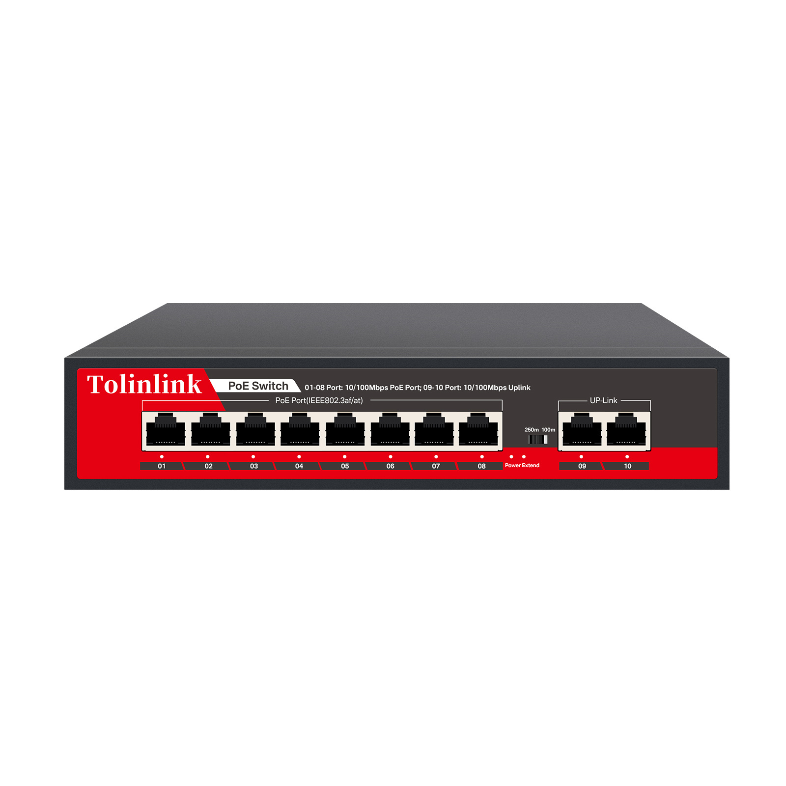 Tolinlink Poe 8 Port 100M   Switch with 2 Port 100M Uplink Ethernet POE Network Switch   Internal Power 96W