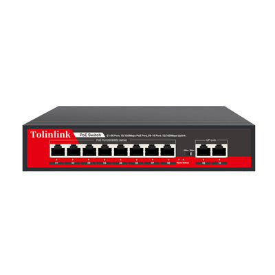 Tolinlink Poe 8 Port 100M   Switch with 2 Port 100M Uplink Ethernet POE Network Switch   Internal Power 96W