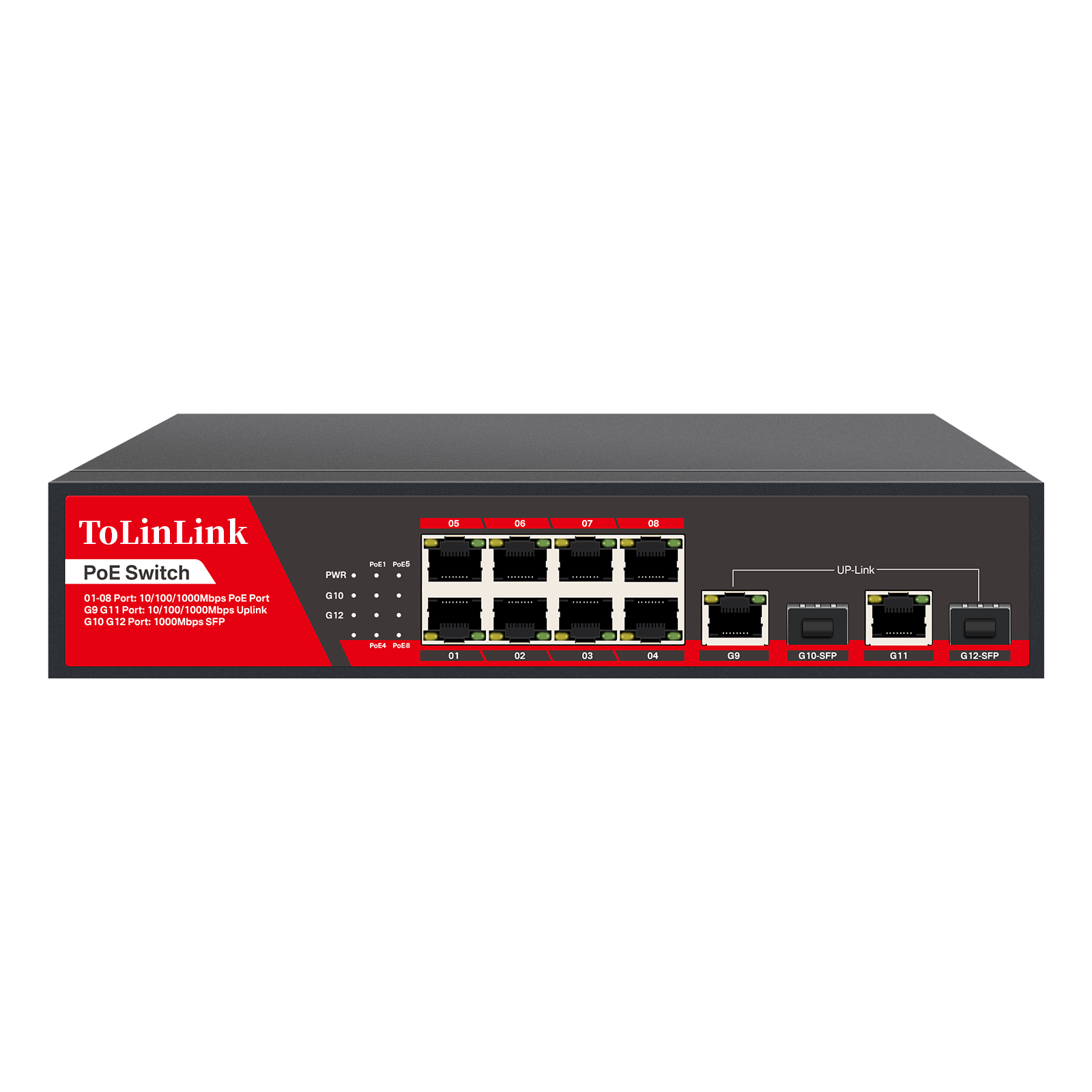 Tolinlink TLK-SG822P-SFP 8GE+2GE+2SFP smart AI  6kv surge protection VLAN 250M extend gigabit poe switch