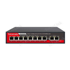 Tolinlink  8 10/100Mbps Port Poe Switch with 2 Gigabit Uplink Port Al Poe Switch for CCTV  media converter fiber optical