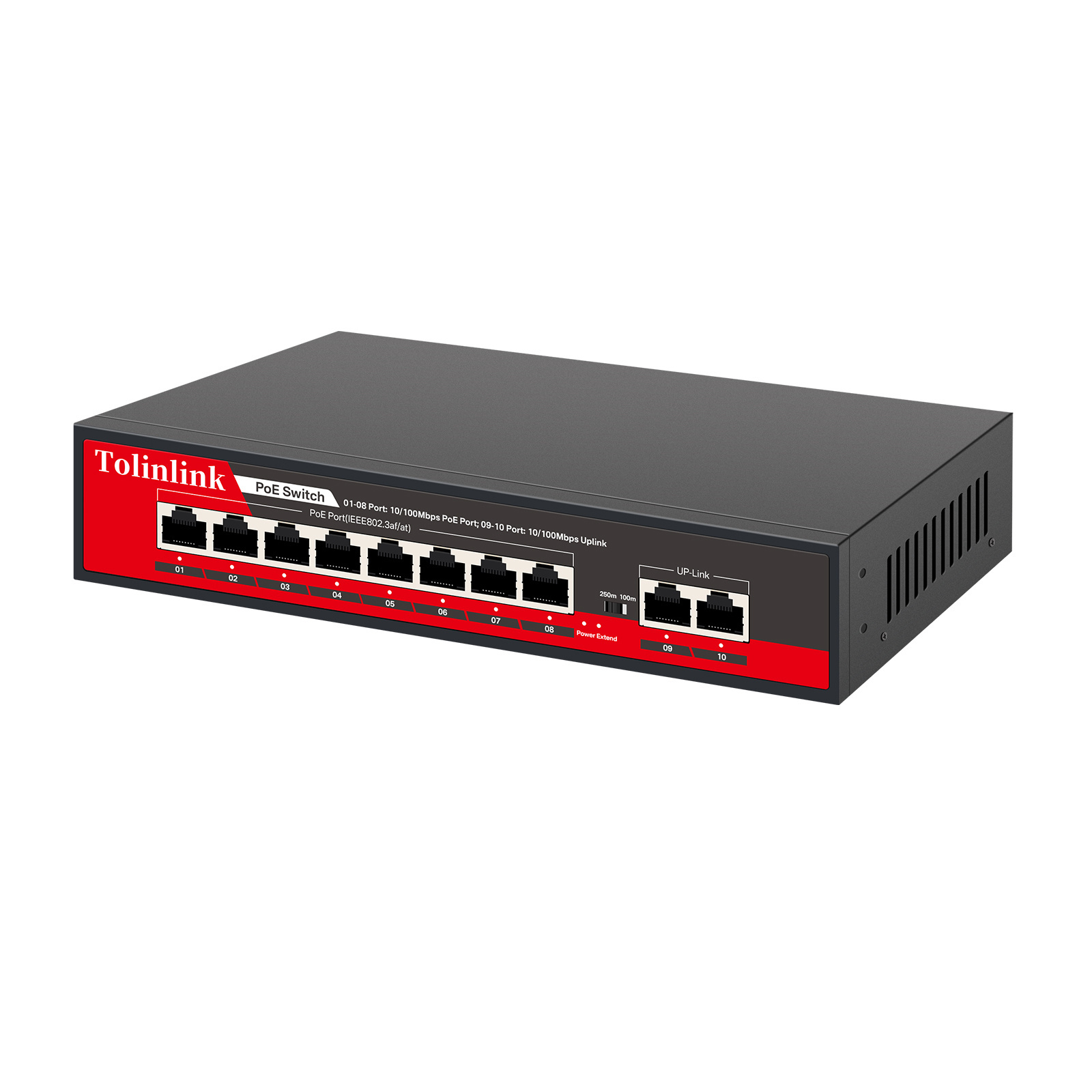 Tolinlink Poe 8 Port 100M   Switch with 2 Port 100M Uplink Ethernet POE Network Switch   Internal Power 96W