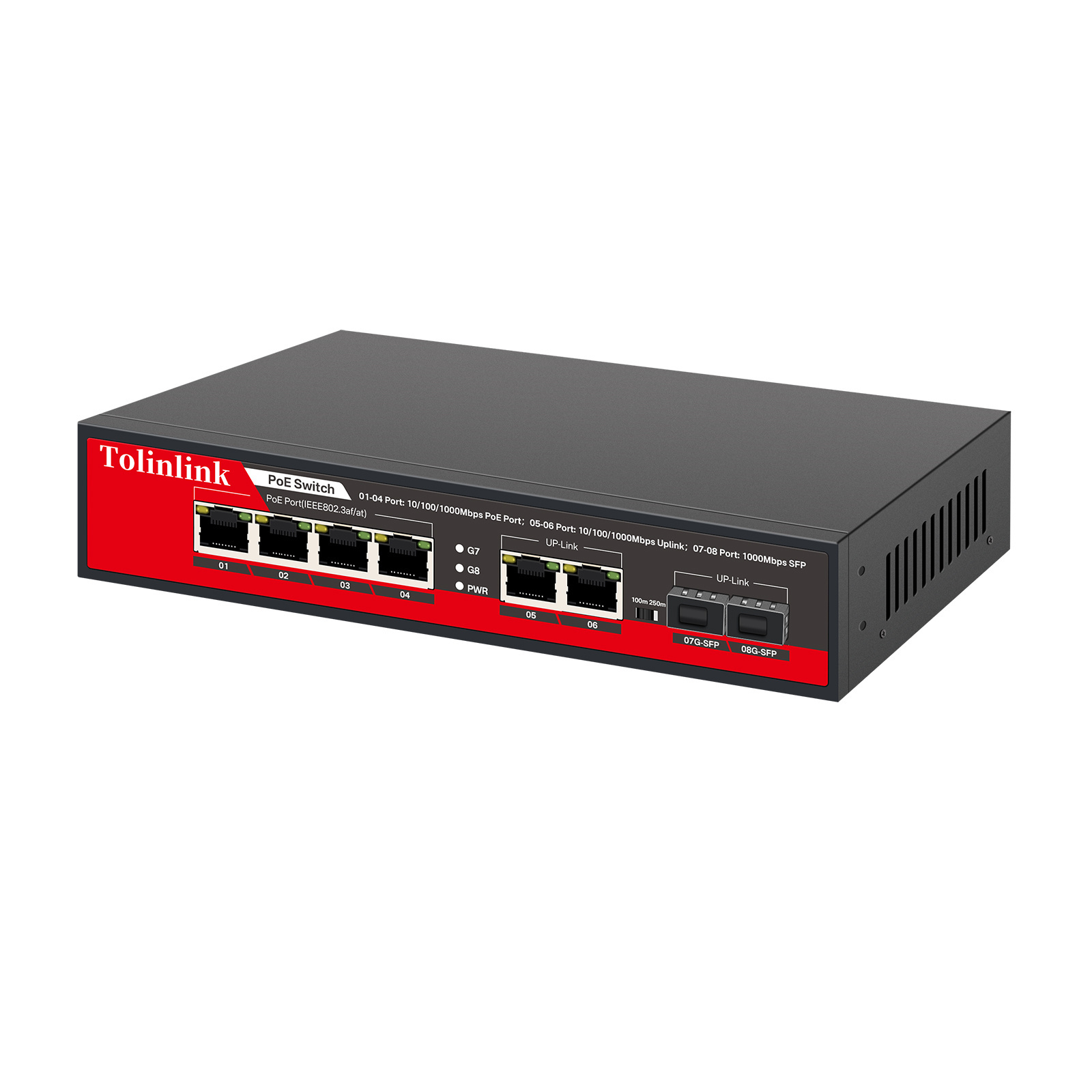 Tolinlink PoE 8 Port PoE+1*Gigabit Uplink Port+1 SFP Port 1*Gigabit Uplink +1 SFP Port 1000M Unmanaged Poe switch