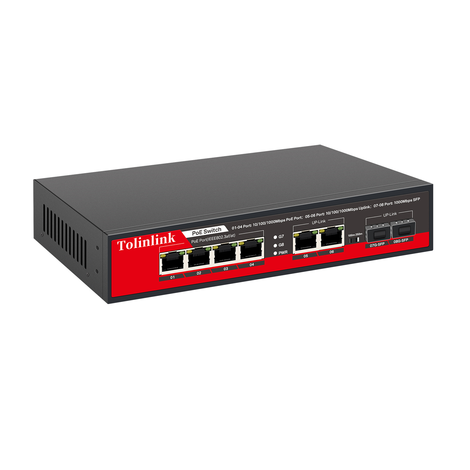 Tolinlink PoE 8 Port PoE+1*Gigabit Uplink Port+1 SFP Port 1*Gigabit Uplink +1 SFP Port 1000M Unmanaged Poe switch