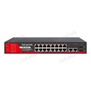 Tolinlink All Gigabit 16 10/100/1000Mbps PoE Ports 2 GE RJ45 Uplink 1 GE SFP Slot Switch PoE for CCTV PoE Ethernet Switch