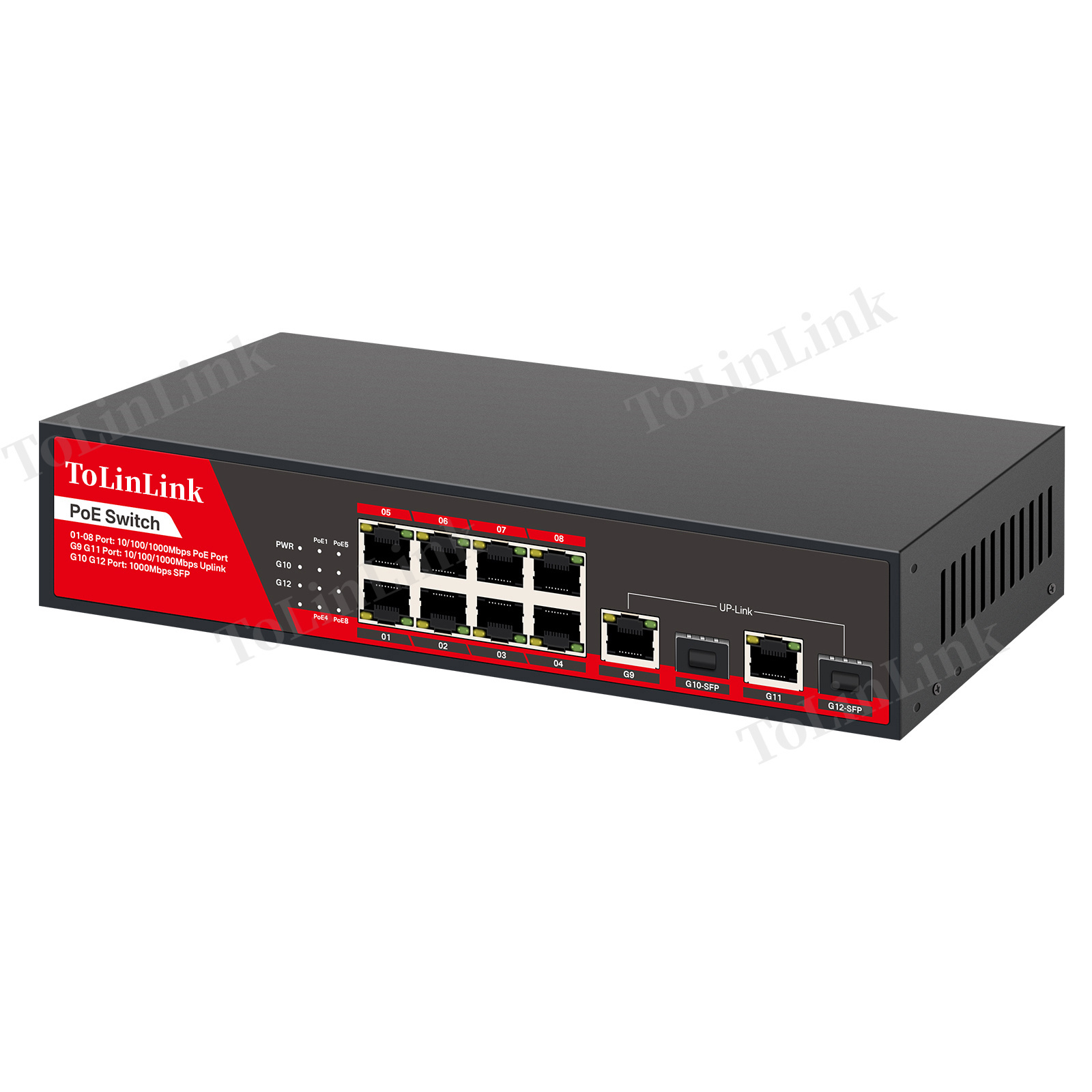 Tolinlink TLK-SG822P-SFP 8GE+2GE+2SFP smart AI  6kv surge protection VLAN 250M extend gigabit poe switch