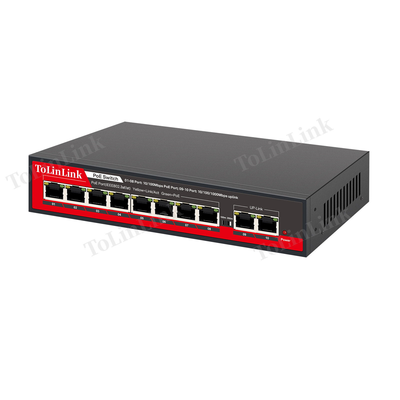 Tolinlink  8 10/100Mbps Port Poe Switch with 2 Gigabit Uplink Port Al Poe Switch for CCTV  media converter fiber optical