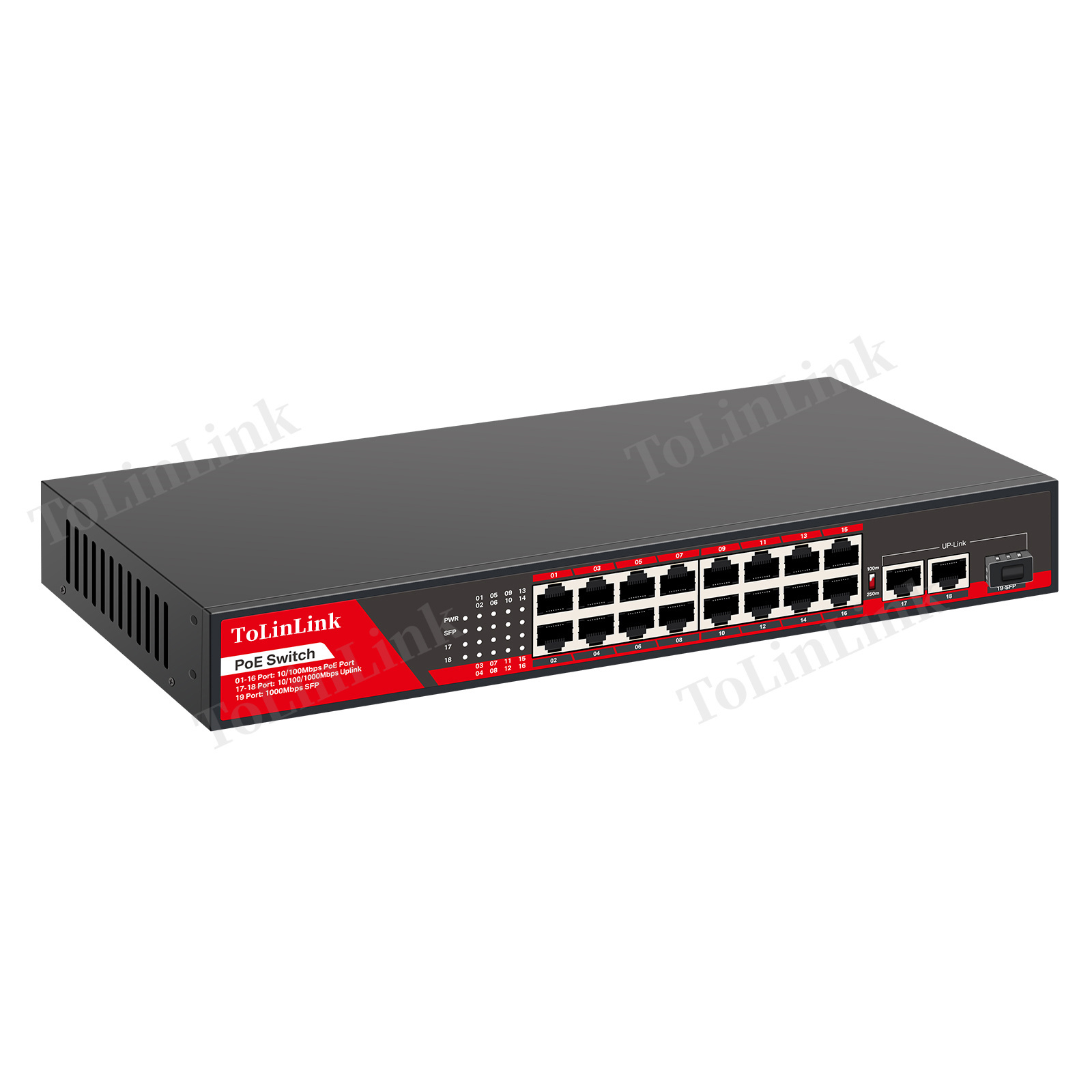 Tolinlink TLK-SL1621P OEM/ODM 16 ports 10/100mbps 2 ports gigabit uplink 1 port SFP 250m VLAN POE switch