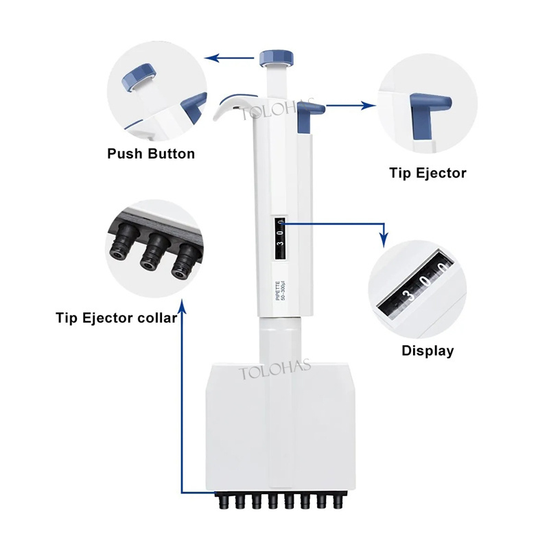 LHB107 Medical Lab MicroPipette Autoclavable Adjustable 8-channel Pipette Micro Pipettor Device