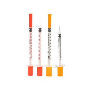 LHL043 Hospital Consumables Disposable 0.5ml 1ml Orange Cap Medical Insulin Syringe With Needle